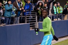 Eddie Johnson, just after giving his jersey to a fan
