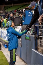 Roger Levesque chatted with some of the supporters