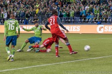 Roger Levesque gets an attempt on goal