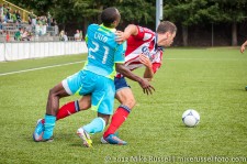 Sounders-Chivas Reserves: Cordell Cato and Bobby Burling (get their laces tangled)